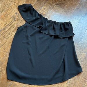 Black One-Shoulder Ruffle Top